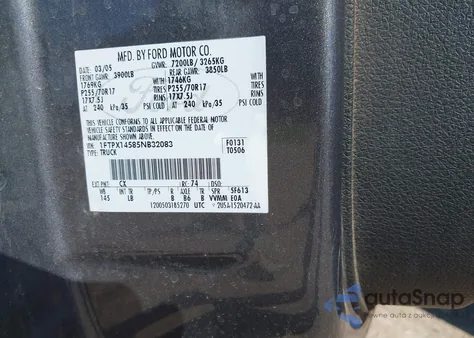 2005 Ford F-150 Fx4/Lariat/Xl/Xlt from USA, damaged, VIN 1FTPX14585NB32083